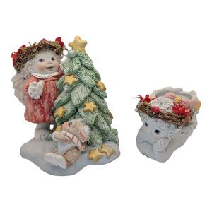 Vintage 1994 Dreamsicles Christmas Stocking Holder &  Candle Holder Cherub Cute